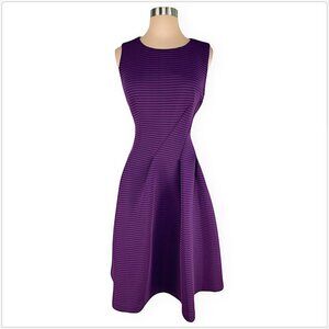 Calvin Klein Purple Stripe Fit and Flare Swirl Seam Scuba Dress NWT New 8 10 ?